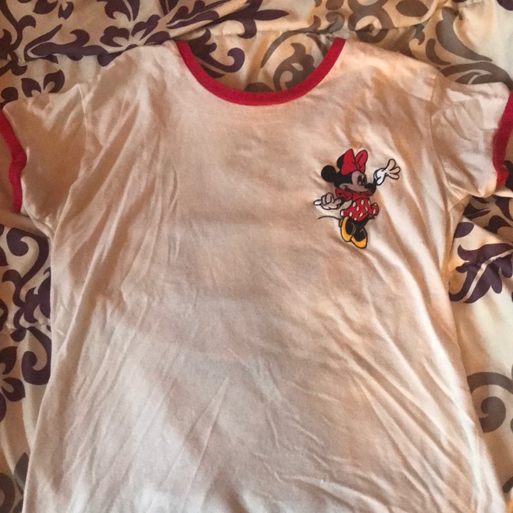 White and red Minnie Mouse top